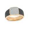 Thumbnail Image 0 of Previously Owned - Men's 1-1/8 CT. T.W. Cushion Composite Black  and White Diamond Multi-Row Ring in 10K Gold