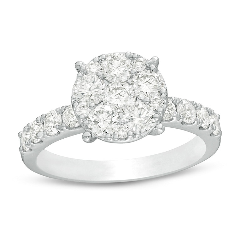 Main Image 1 of Previously Owned - 1-1/2 CT. T.W. Composite Diamond Engagement in 14K White Gold