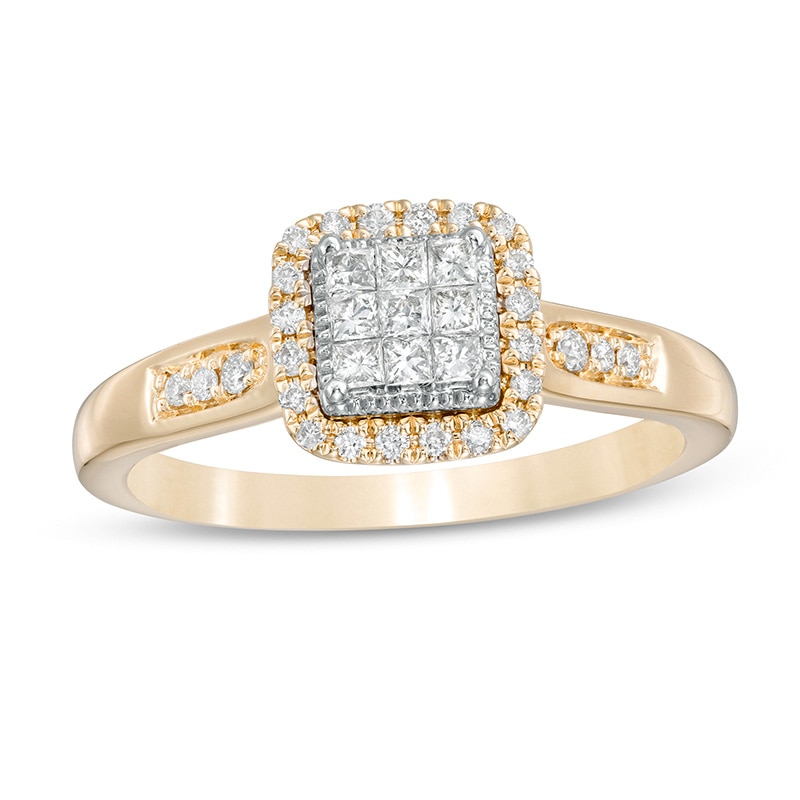 Main Image 1 of Previously Owned - 1/3 CT. T.W. Composite Cushion Diamond Engagement Ring in 10K Gold