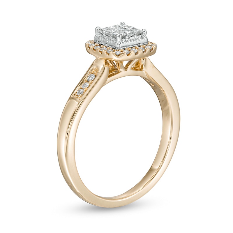 Main Image 3 of Previously Owned - 1/3 CT. T.W. Composite Cushion Diamond Engagement Ring in 10K Gold