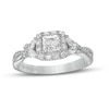 Thumbnail Image 1 of Previously Owned Vera Wang Love Collection 1 CT. T.W. Diamond Frame Twist Shank Engagement Ring in 14K White Gold