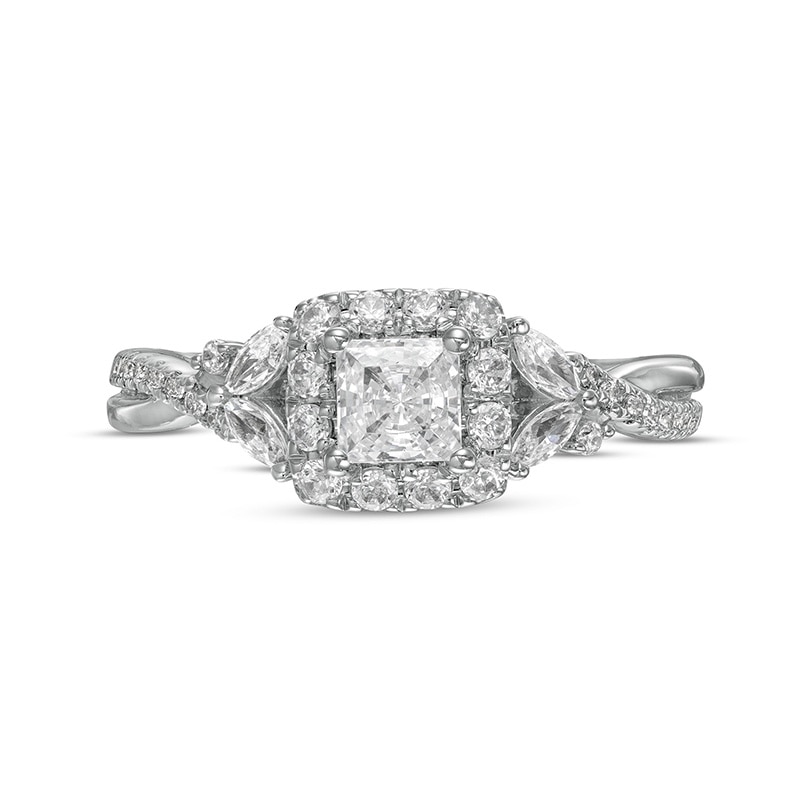 Main Image 3 of Previously Owned Vera Wang Love Collection 1 CT. T.W. Diamond Frame Twist Shank Engagement Ring in 14K White Gold