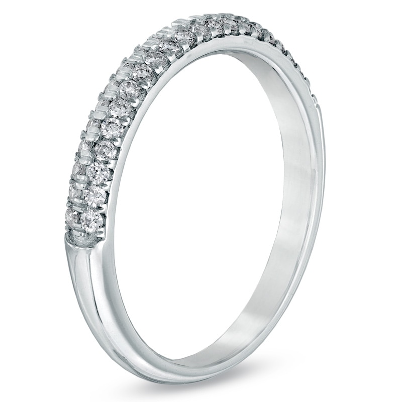 Main Image 3 of Previously Owned Vera Wang Love Collection 3/8 CT. T.W. Diamond Two Row Band in 14K White Gold