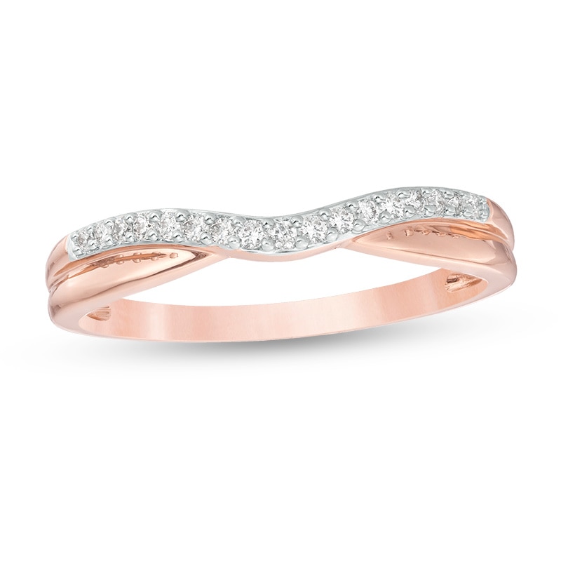 Main Image 1 of Previously Owned 1/10 CT. T.W. Diamond Contour Anniversary Band in 14K Rose Gold