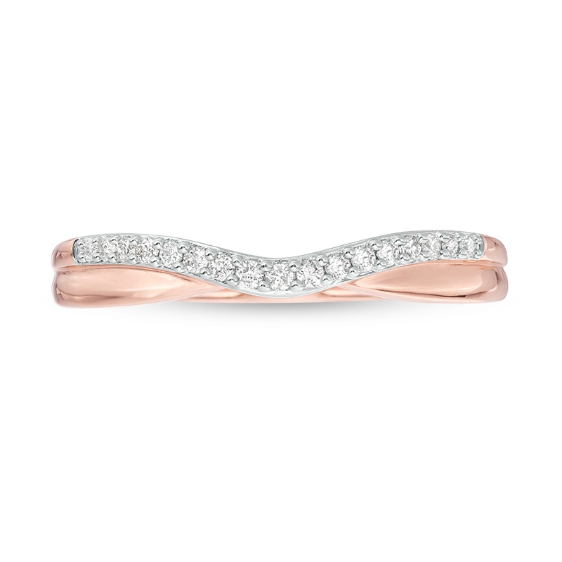 Main Image 4 of Previously Owned 1/10 CT. T.W. Diamond Contour Anniversary Band in 14K Rose Gold