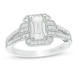 Previously Owned - Marilyn Monroe™ Collection 3/4 CT. T.W. Emerald-Cut Diamond Vintage-Style Ring in 14K White Gold