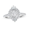 Thumbnail Image 1 of Previously Owned - 1 CT. T.W. Baguette and Round Diamond Double Frame Engagement Ring in 14K White Gold