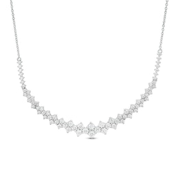 Previously Owned - 1-1/2 CT. T.W. Diamond Scattered Curved Bar Necklace in 10K White Gold - 17&quot;