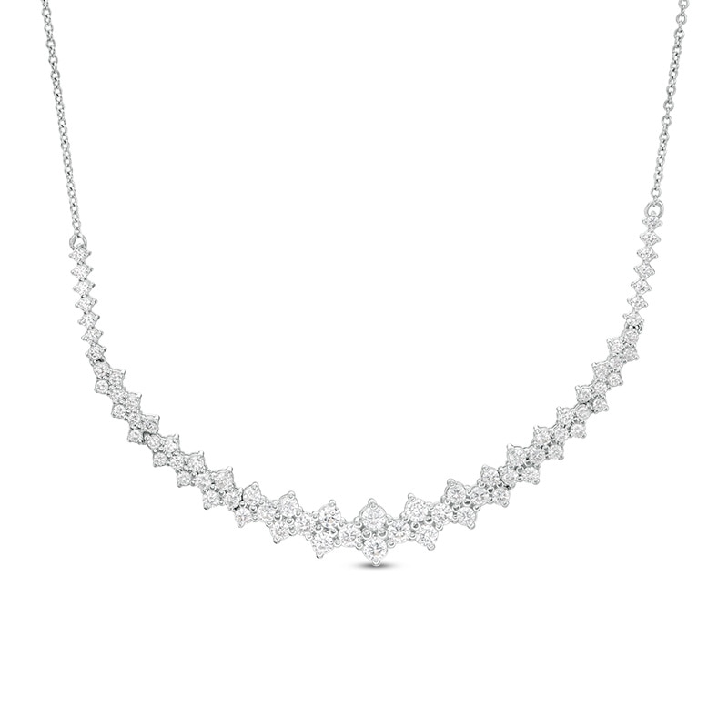 Main Image 1 of Previously Owned - 1-1/2 CT. T.W. Diamond Scattered Curved Bar Necklace in 10K White Gold - 17&quot;