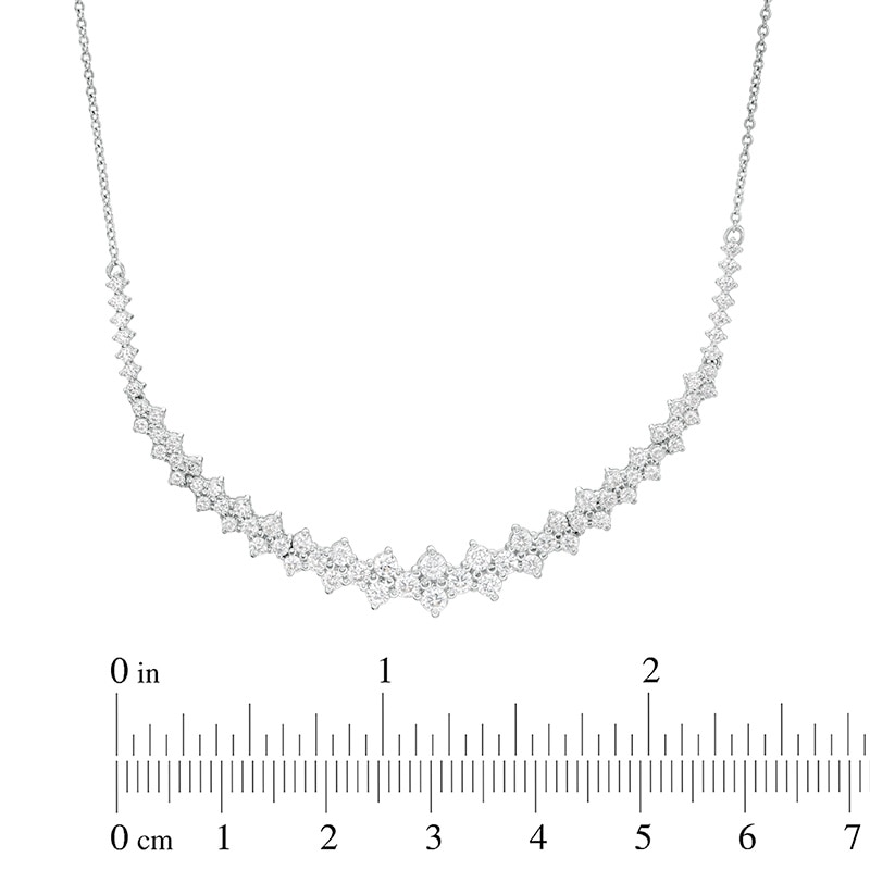 Main Image 2 of Previously Owned - 1-1/2 CT. T.W. Diamond Scattered Curved Bar Necklace in 10K White Gold - 17&quot;