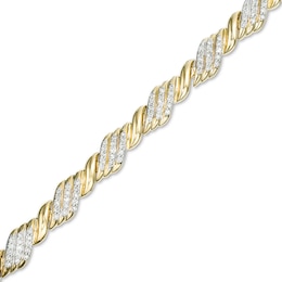 Previously Owned - 1 CT. T.W. Diamond Rolling Flame Link Bracelet in 10K Gold - 7.25&quot;