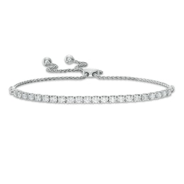 Previously Owned - 1 CT. T.W. Lab-Created Diamond Tennis Bolo Bracelet in 14K White Gold (F/SI2) - 9.0&quot;