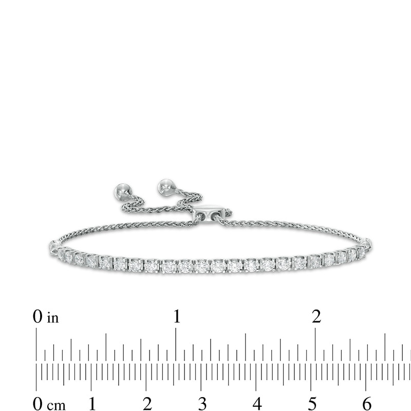 Main Image 3 of Previously Owned - 1 CT. T.W. Lab-Created Diamond Tennis Bolo Bracelet in 14K White Gold (F/SI2) - 9.0&quot;