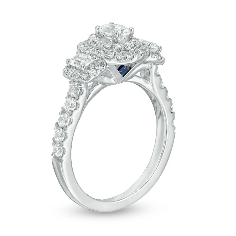 Main Image 2 of Previously Owned - Vera Wang Love Collection 1-1/4 CT. T.W. Oval Diamond Three Stone Engagement Ring in 14K White Gold