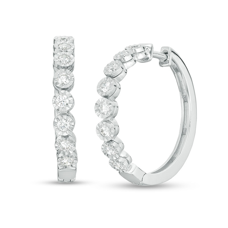 Previously Owned - 1/2 CT. T.W. Diamond Bubbles Hoop Earrings in 10K White Gold