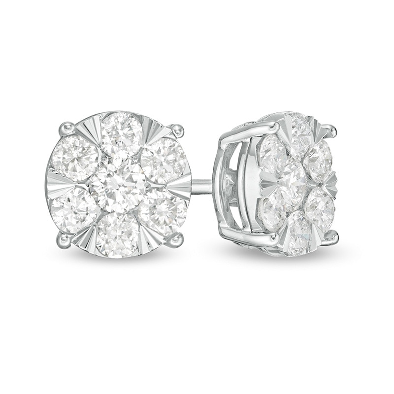 Previously Owned - 1 CT. T.W. Composite Diamond Stud Earrings in 10K White Gold