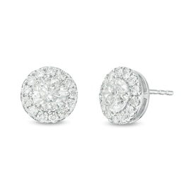 Previously Owned - 2 CT. T.W. Diamond Frame Stud Earrings in 14K White Gold (I/SI2)