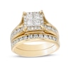 Thumbnail Image 1 of Previously Owned - 1-1/2 CT. T.W. Princess-Cut Quad Diamond Frame Bridal Set in 14K Gold