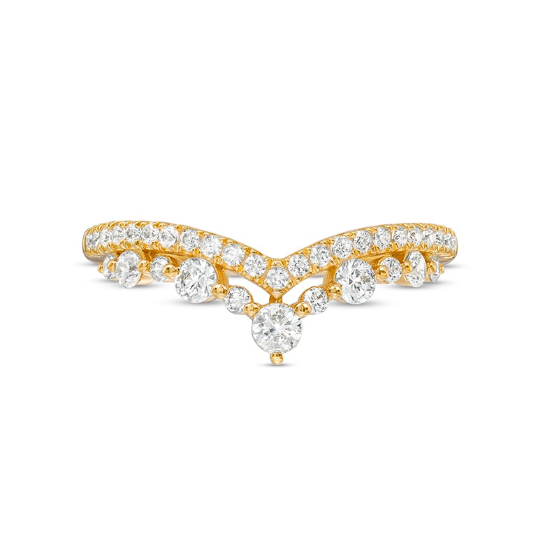 Previously Owned - 1/2 CT. T.W. Diamond Crown Contour Double Row Anniversary Band in 14K Gold