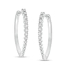 Thumbnail Image 1 of Previously Owned - 1/2 CT. T.W. Diamond Oval Hoop Earrings in 10K White Gold