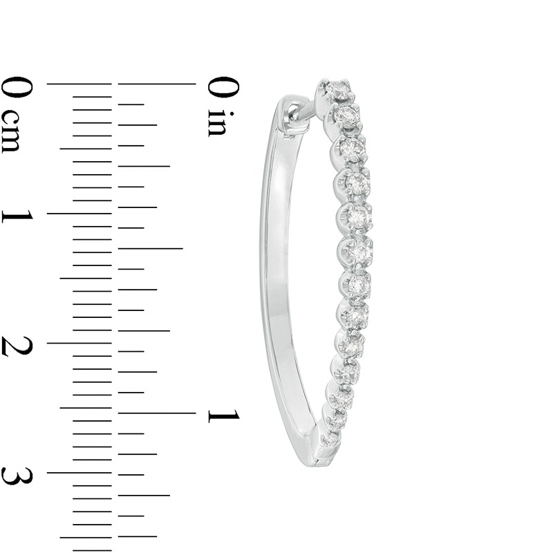 Main Image 2 of Previously Owned - 1/2 CT. T.W. Diamond Oval Hoop Earrings in 10K White Gold