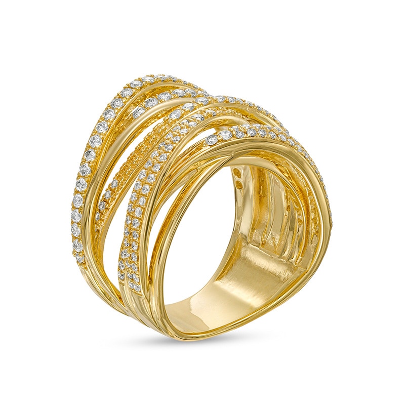 Main Image 3 of Previously Owned - 1 CT. T.W. Diamond Layered Orbit Ring in 10K Gold