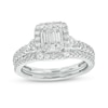 Thumbnail Image 1 of Previously Owned - 3/4 CT. T.W. Emerald-Shaped Multi-Diamond Frame Bridal Set in 10K White Gold (I/SI2)