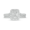 Thumbnail Image 3 of Previously Owned - 3/4 CT. T.W. Emerald-Shaped Multi-Diamond Frame Bridal Set in 10K White Gold (I/SI2)