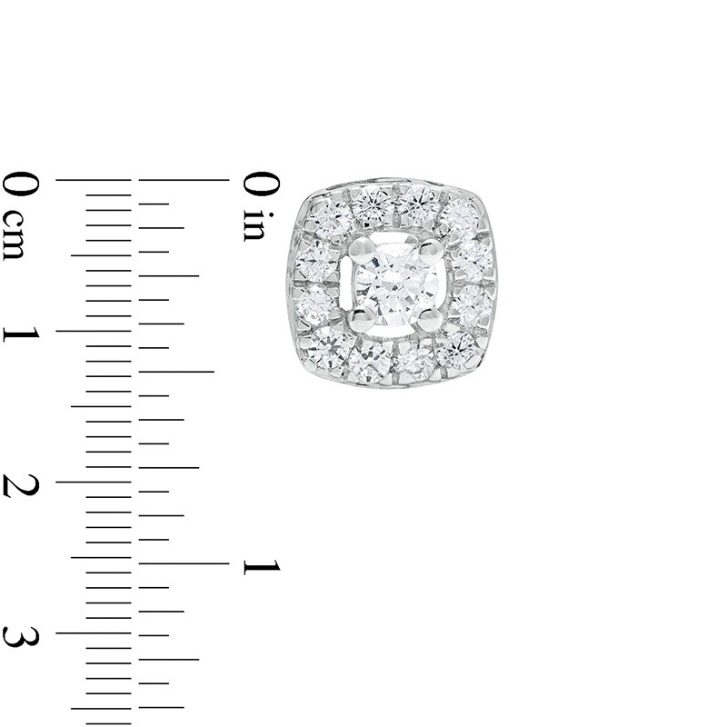 Main Image 3 of Previously Owned - 3/8 CT. T.W. Diamond Cushion-Shaped Frame Stud Earrings in 10K White Gold