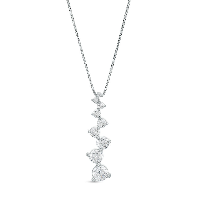 Previously Owned - Marilyn Monroe™ Collection 3/4 CT. T.W. Diamond Graduated Linear Drop Pendant in 10K White Gold