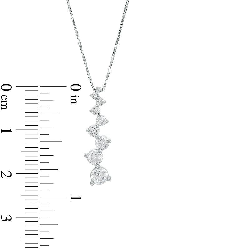 Previously Owned - Marilyn Monroe™ Collection 3/4 CT. T.W. Diamond Graduated Linear Drop Pendant in 10K White Gold