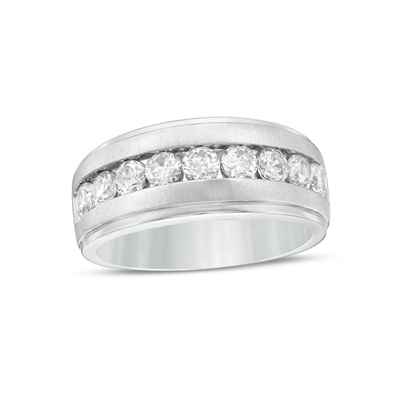 Previously Owned - Men's 1-1/2 CT. T.W. Diamond Nine Stone Wedding Band in 10K White Gold