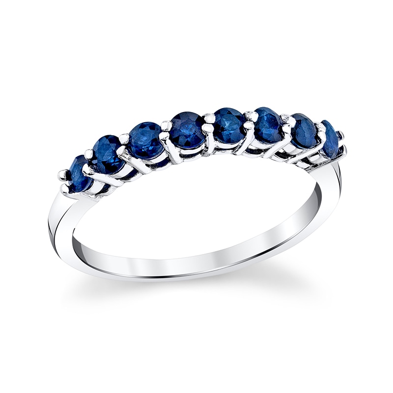 Previously Owned - Blue Sapphire Eight Stone Band in 14K White Gold