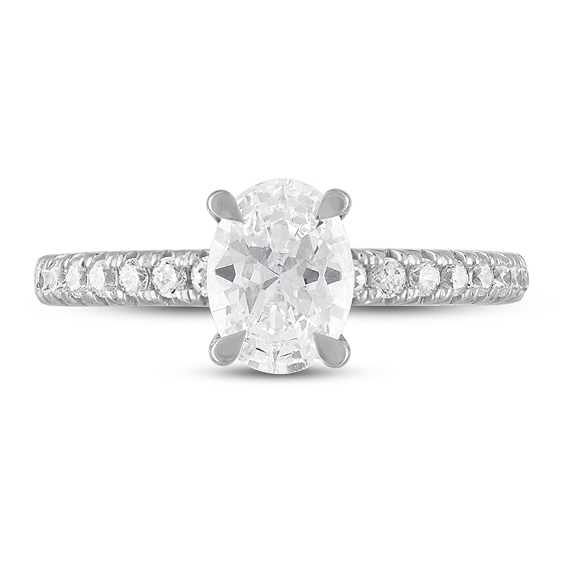 Main Image 3 of Previously Owned - Royal Asscher® 1-1/3 CT. T.W. Oval Diamond Engagement Ring in 14K White Gold