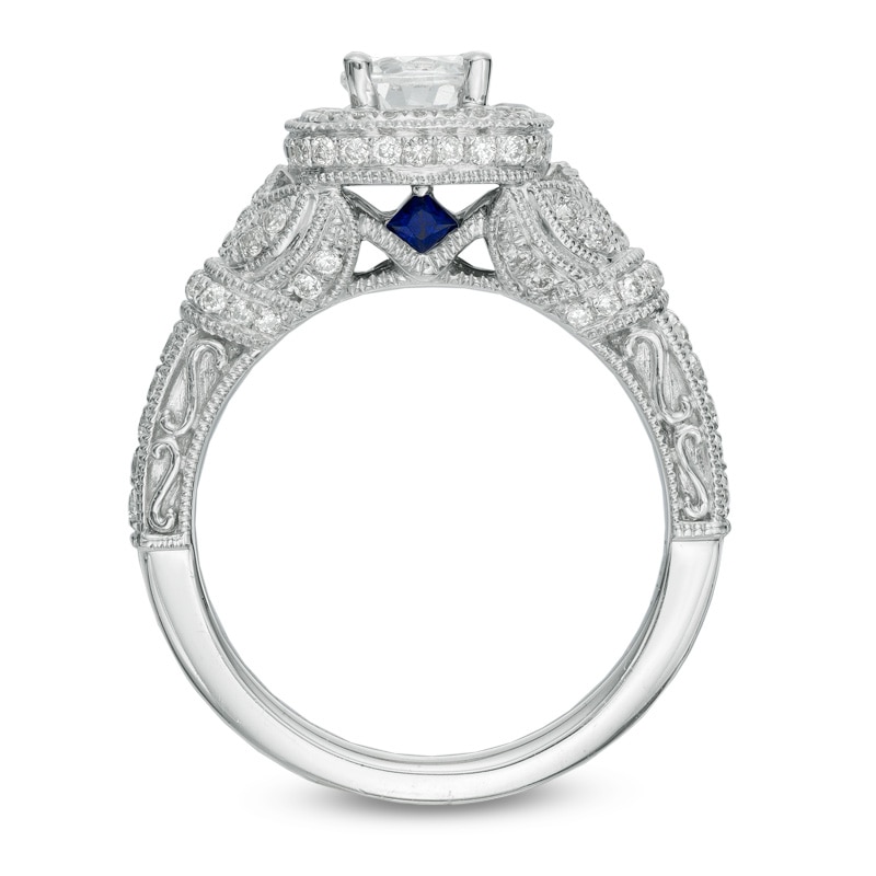 Previously Owned - Vera Wang Love Collection 1-1/5 CT. T.W. Diamond Frame Vintage-Style Engagement Ring in 14K White Gold
