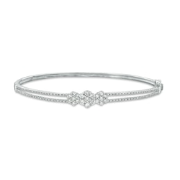 Previously Owned - 1 CT. T.W. Multi-Diamond Three Stone Bangle in 10K White Gold
