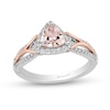 Thumbnail Image 0 of Previously Owned - Enchanted Disney Aurora 6.0mm Trillion Morganite and 1/4 CT. T.W. Diamond Ring in 14K Two-Tone Gold