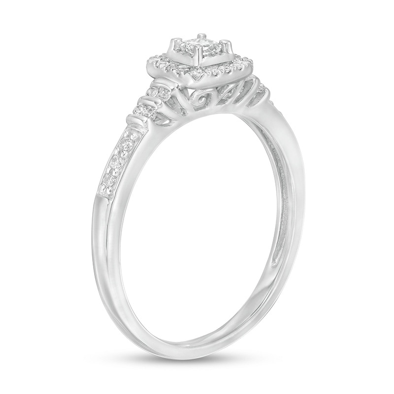 Previously Owned - 1/4 CT. T.W. Princess-Cut Diamond Frame Collar Promise Ring in 10K White Gold