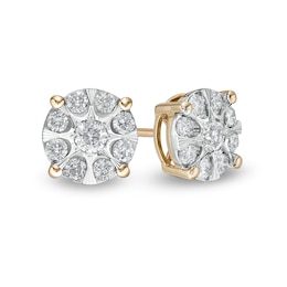Previously Owned - 1/2 CT. T.W. Multi-Diamond Stud Earrings in 10K Two-Tone Gold