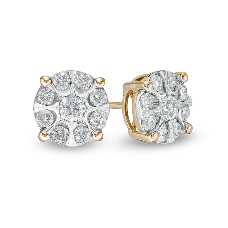 Previously Owned - 1/2 CT. T.W. Multi-Diamond Stud Earrings in 10K Two ...