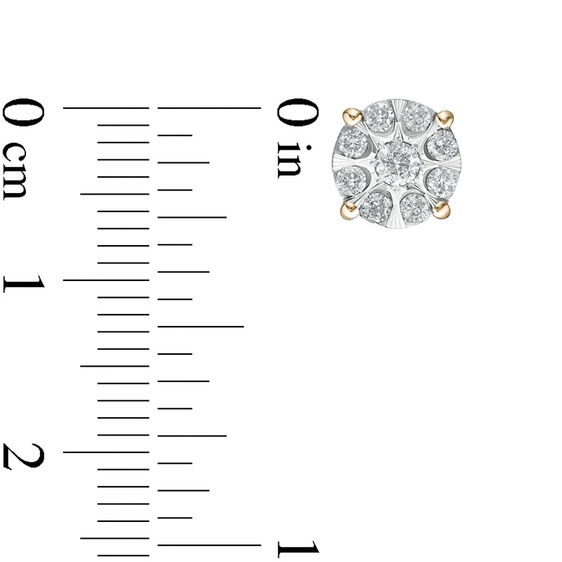 Main Image 3 of Previously Owned - 1/2 CT. T.W. Multi-Diamond Stud Earrings in 10K Two-Tone Gold