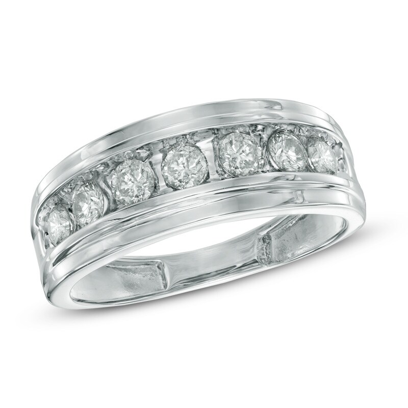 Main Image 1 of Previously Owned - Men's 1 CT. T.W. Diamond Comfort Fit Band in 10K White Gold