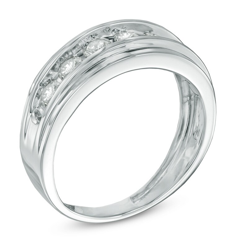 Main Image 2 of Previously Owned - Men's 1 CT. T.W. Diamond Comfort Fit Band in 10K White Gold