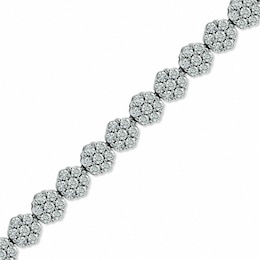 Previously Owned - 5 CT. T.W. Diamond Graduated Flower Bracelet in 14K White Gold