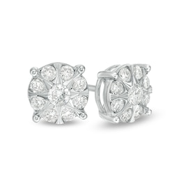Previously Owned - 1/2 CT. T.W. Multi-Diamond Frame Stud Earrings in 10K White Gold
