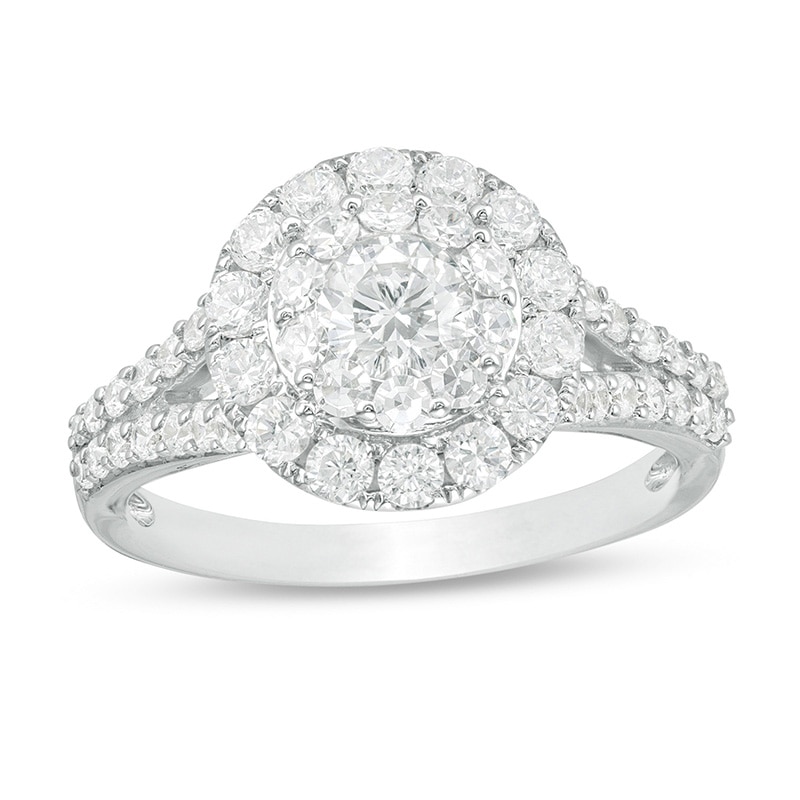 Previously Owned - 1-1/2 CT. T.W. Diamond Double Frame Engagement Ring in 14K White Gold