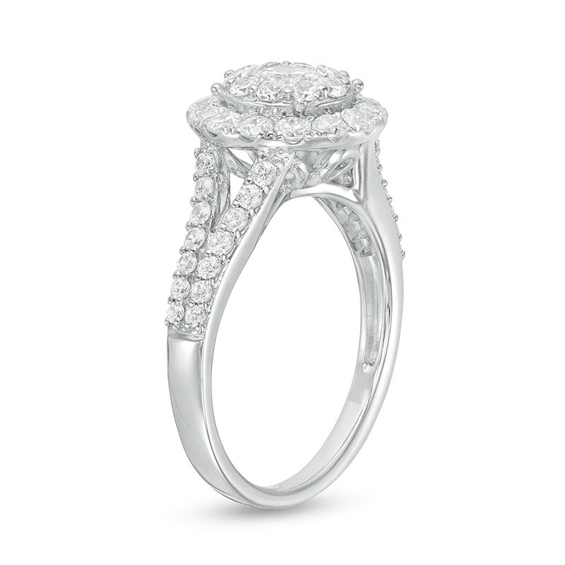 Previously Owned - 1-1/2 CT. T.W. Diamond Double Frame Engagement Ring in 14K White Gold