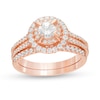 Thumbnail Image 0 of Previously Owned - 1 CT. T.W. Diamond Double Frame Bridal Set in 10K Rose Gold