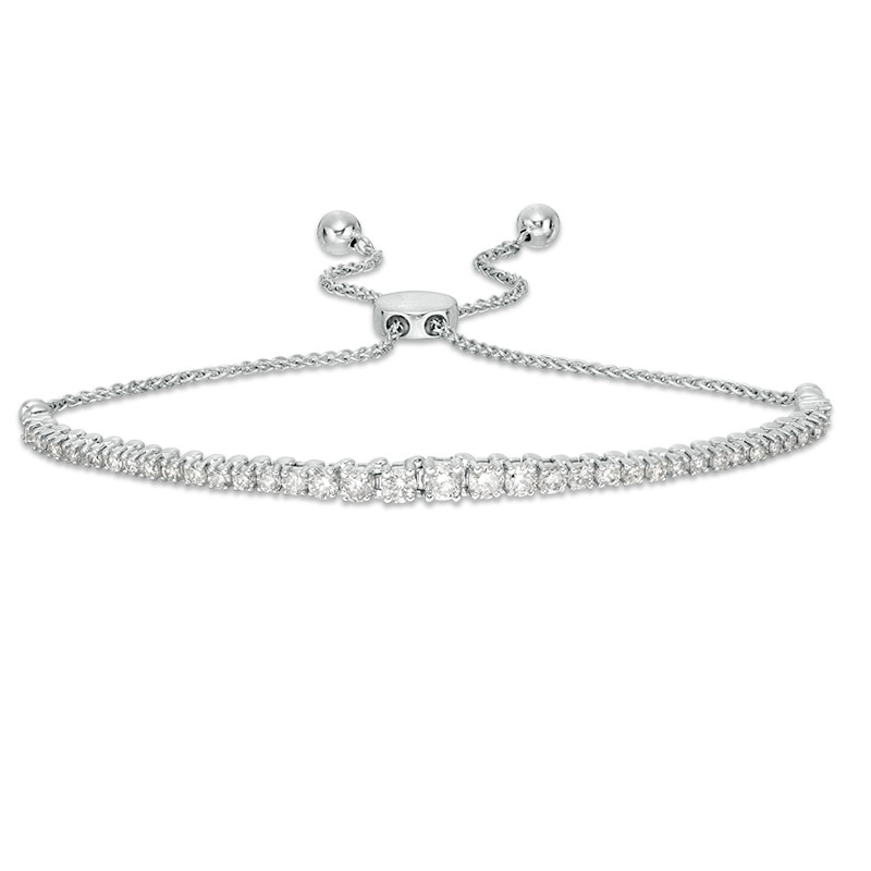 Main Image 1 of Previously Owned - 1 CT. T.W. Diamond Bolo Bracelet in 10K White Gold - 9.5&quot;