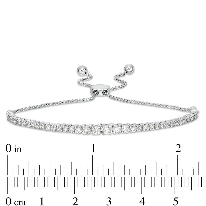 Main Image 2 of Previously Owned - 1 CT. T.W. Diamond Bolo Bracelet in 10K White Gold - 9.5&quot;